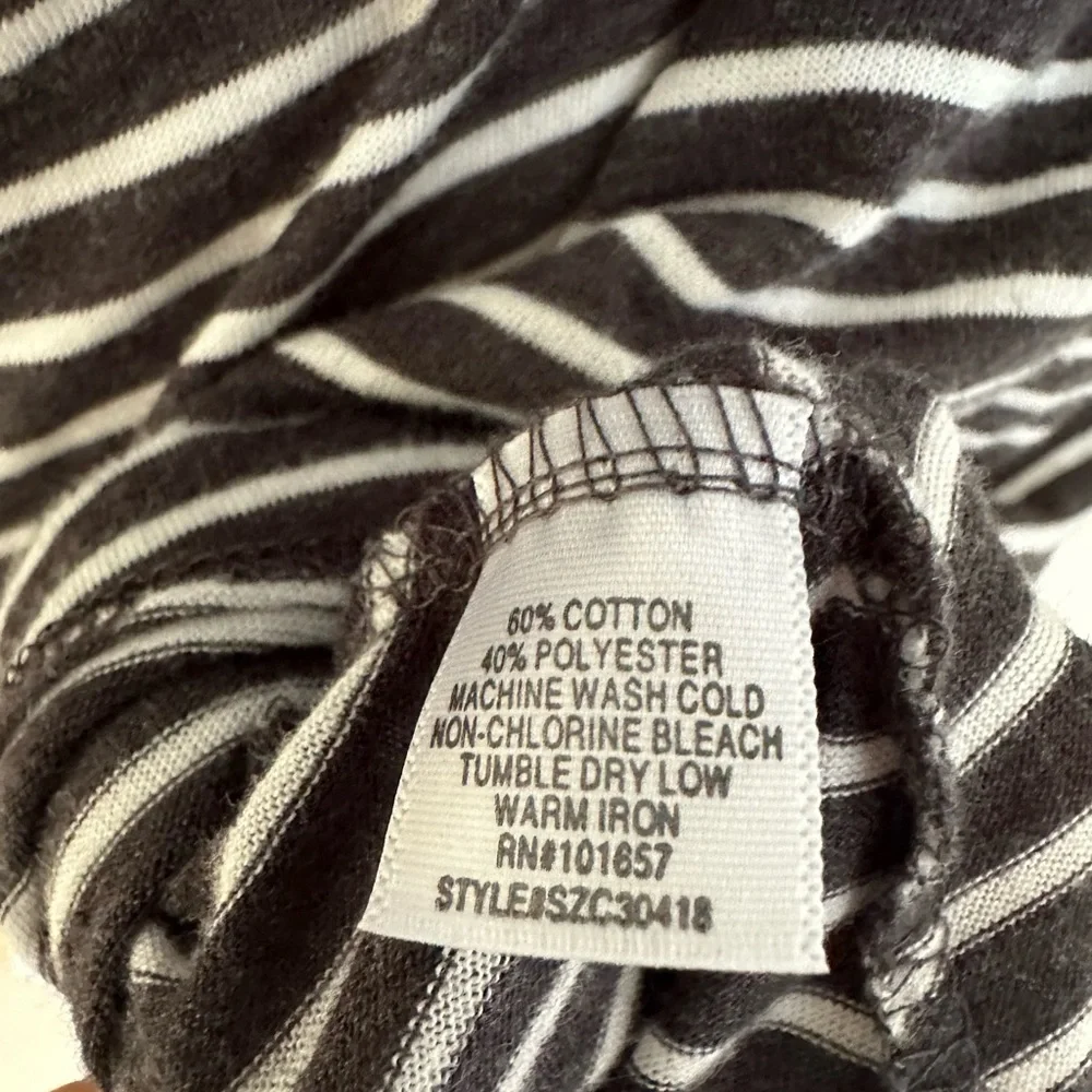 Cold Shoulder Black/White Striped Shirt- Large
